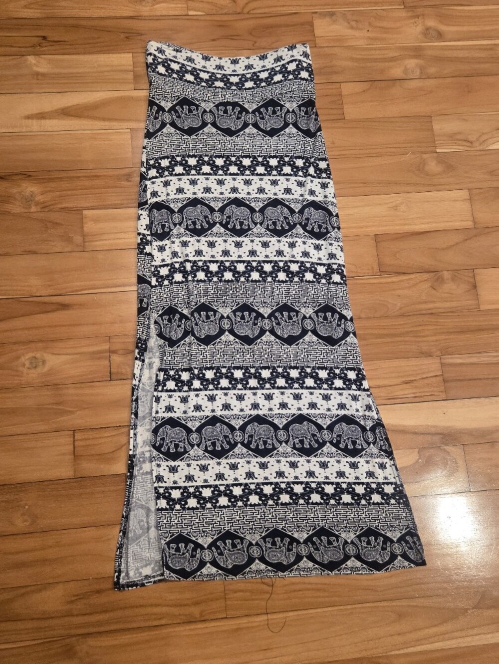 Boho Elephant Print Maxi Skirt
